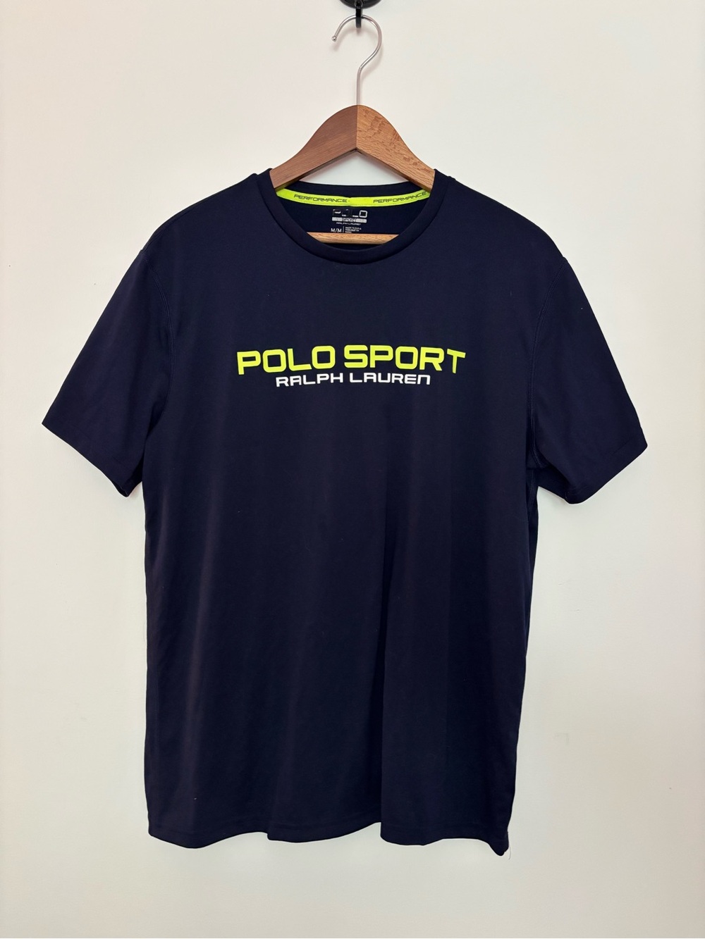 Ralph Lauren Polo Sport Navy Tee with Neon Yellow Logo